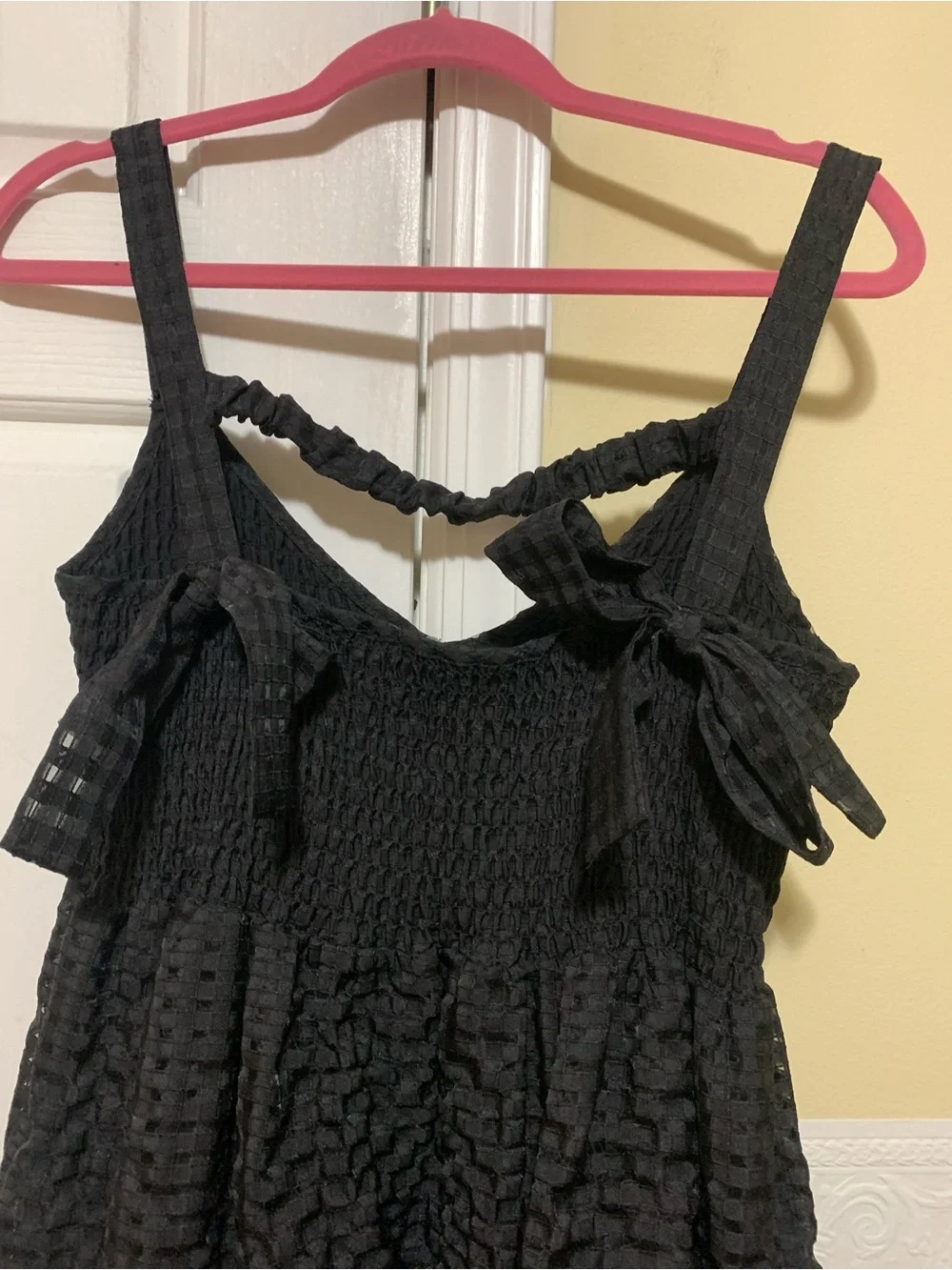 Black Midi Dress  Stretch Bodice Square Neck Bowtie Back Woman’s Size 16 NEW - Picture 2 of 13